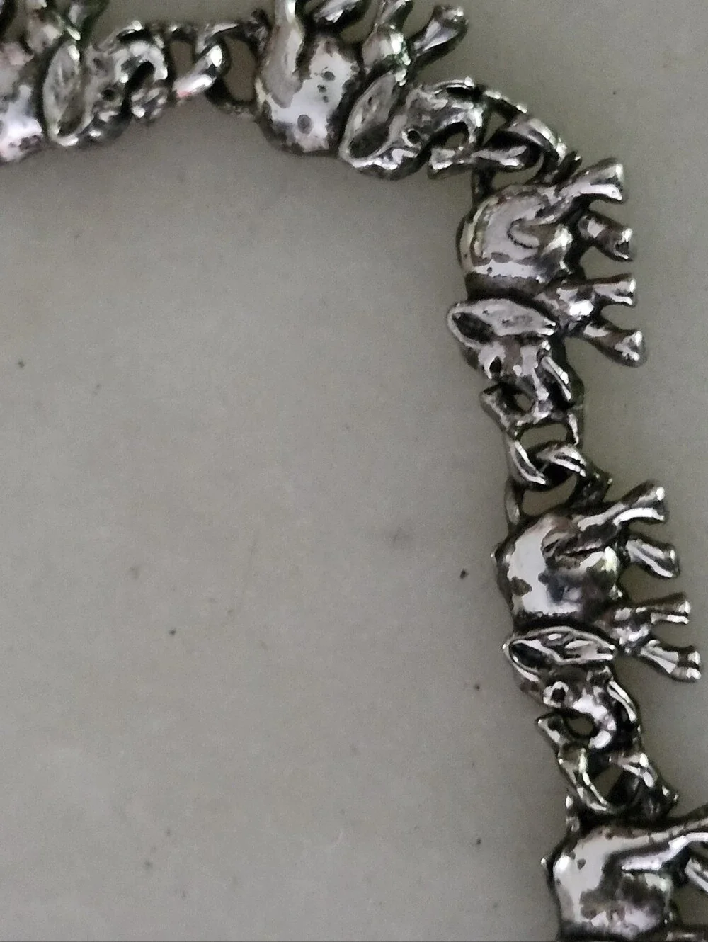 Silver Tone Elephant Link Bracelet